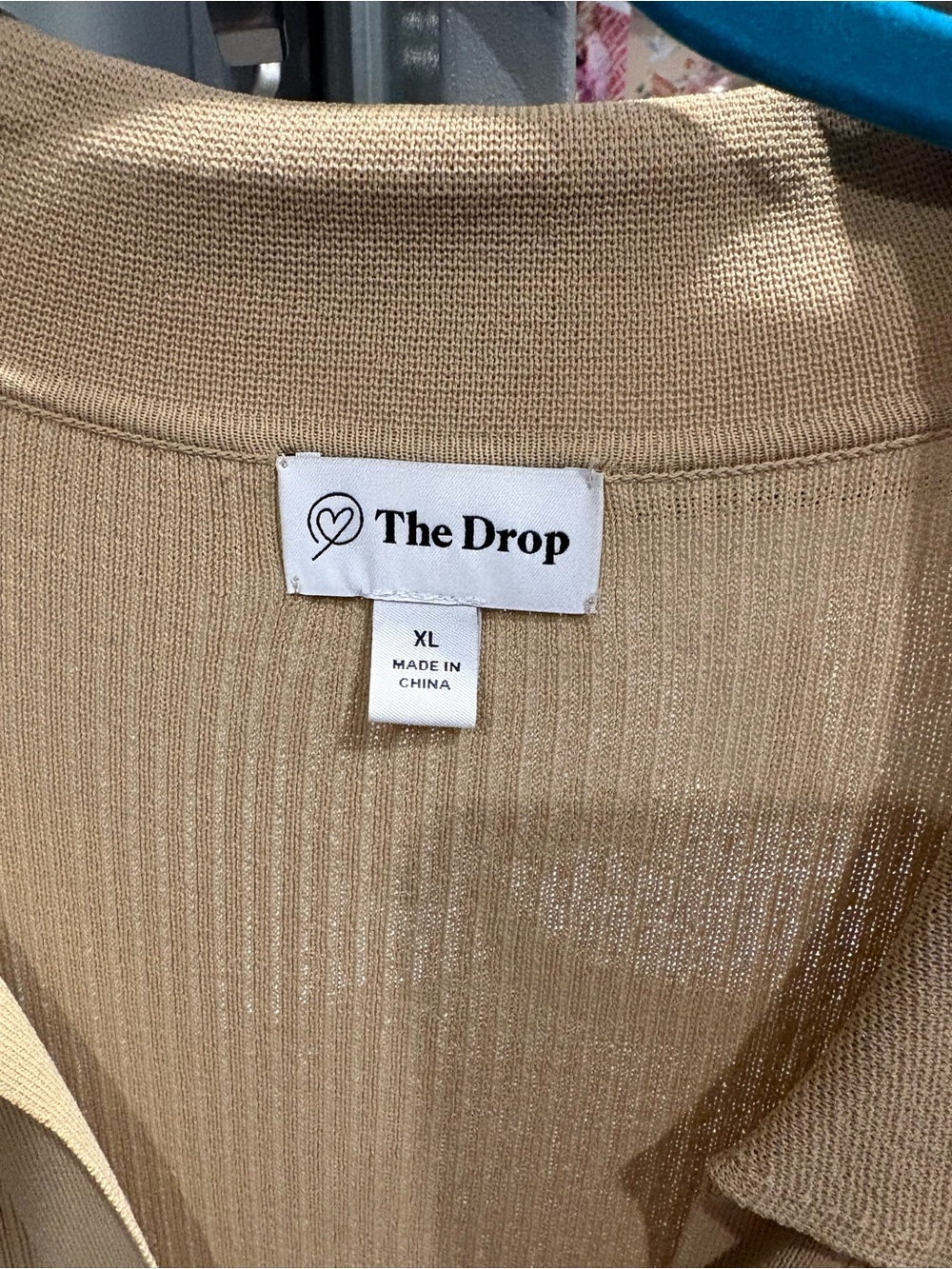 The Drop Ribbed Button-Up Cardigan in Camel - Picture 4 of 7
